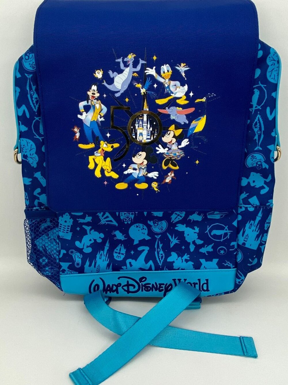 Disney World 50th Anniversary Backpack Blue Youth Celebration Park Bag NWOT